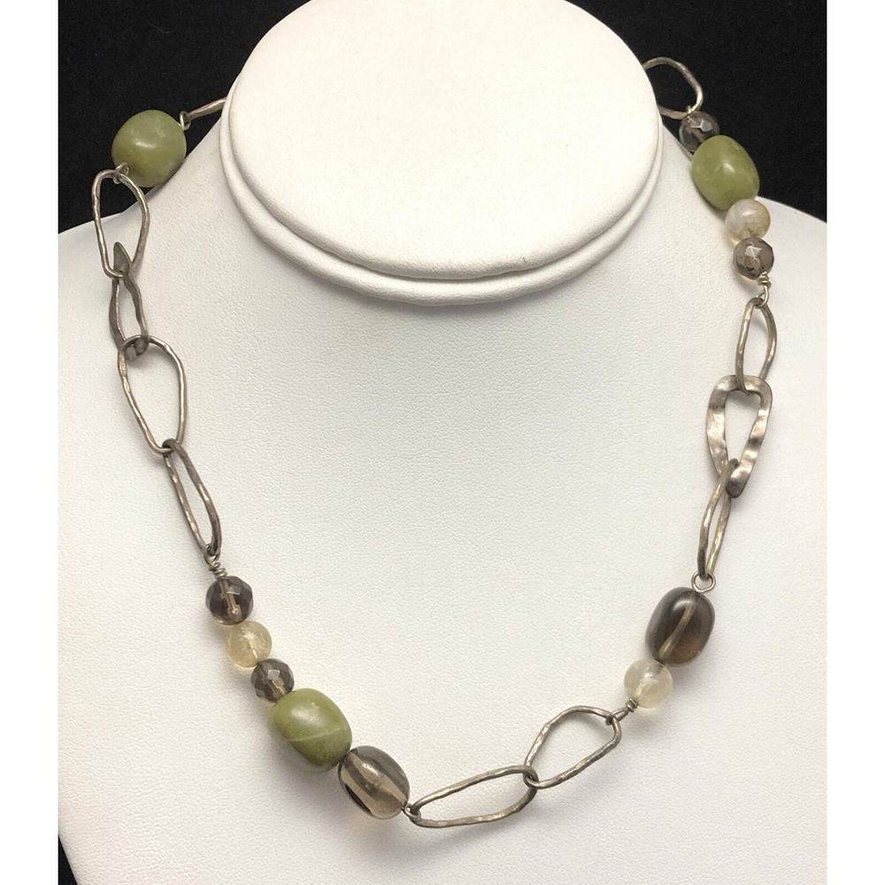 Vintage Silpada Quartz & Agate Sterling‎ Silver 925 - 17.5'' Chain Necklace 34g